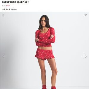 SKIMS Red Patterned Pajama Set